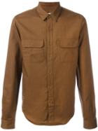 Lacoste Cutaway Collar Shirt, Men's, Size: 38, Brown, Cotton/ramie/wool