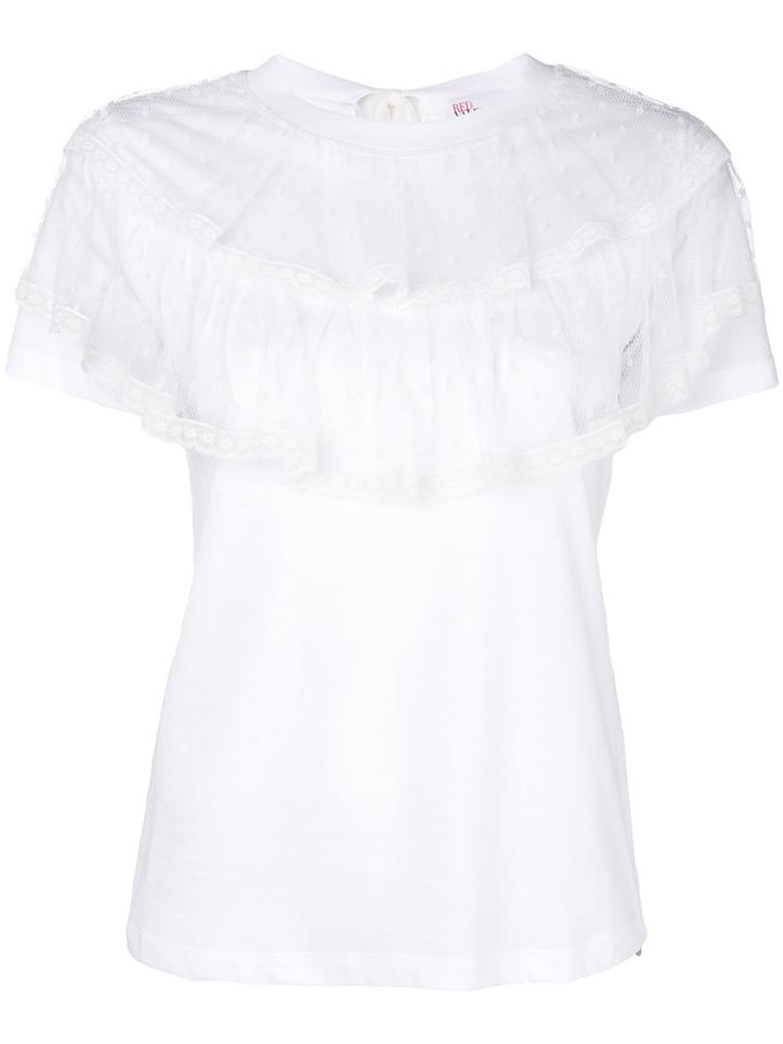Red Valentino Ruffle-trimmed T-shirt - White