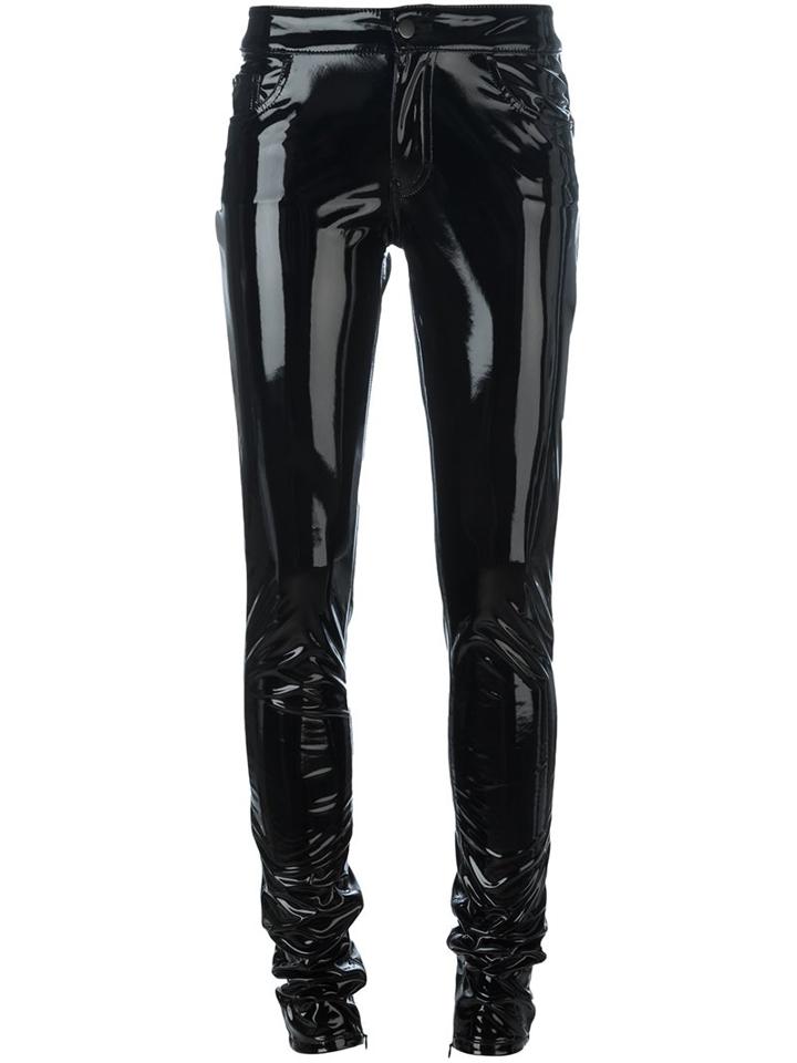 Anthony Vaccarello Vinyl Skinny Trousers, Women's, Size: 38, Black, Polyester/polyurethane