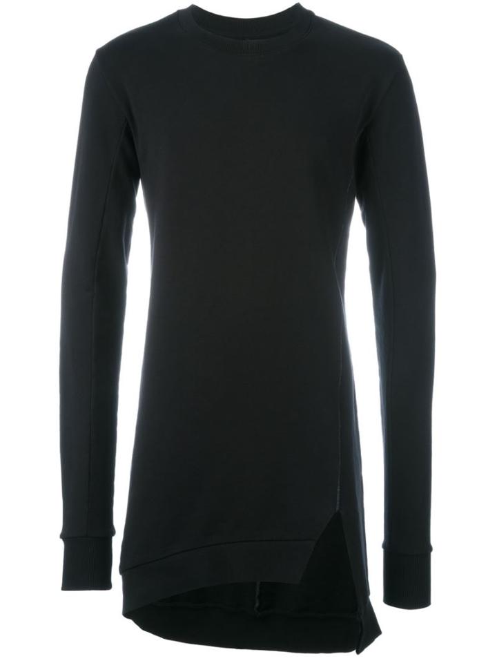 Thom Krom Asymmetric Hem Sweatshirt, Men's, Size: Large, Black, Cotton