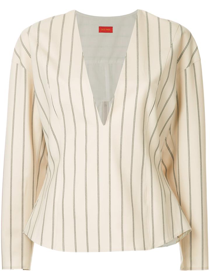 Des Prés Deep V-neck Blouse - Nude & Neutrals