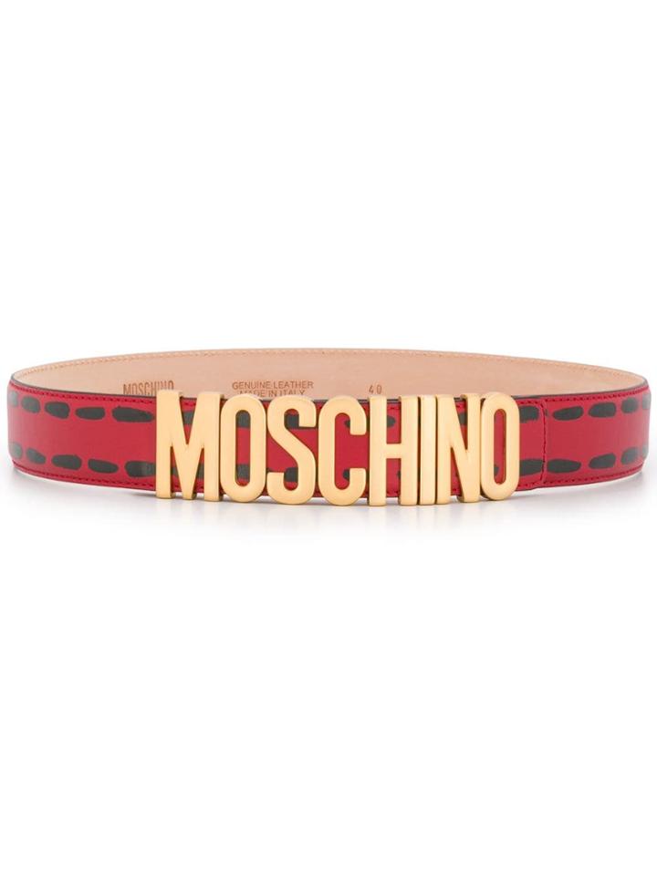 Moschino Brushed Logo Belt - Red