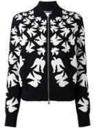 Alexander Mcqueen - Flocked Swallow Bomber Jacket - Women - Polyamide/polyester/spandex/elastane/viscose - M, Black, Polyamide/polyester/spandex/elastane/viscose