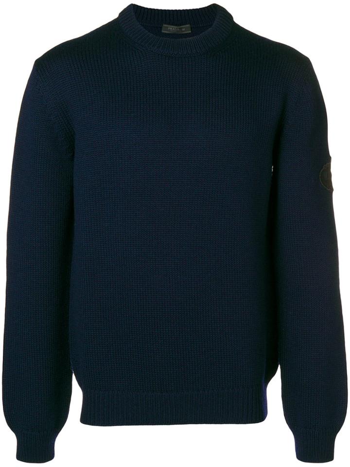 Prada Logo Patch Jumper - Blue