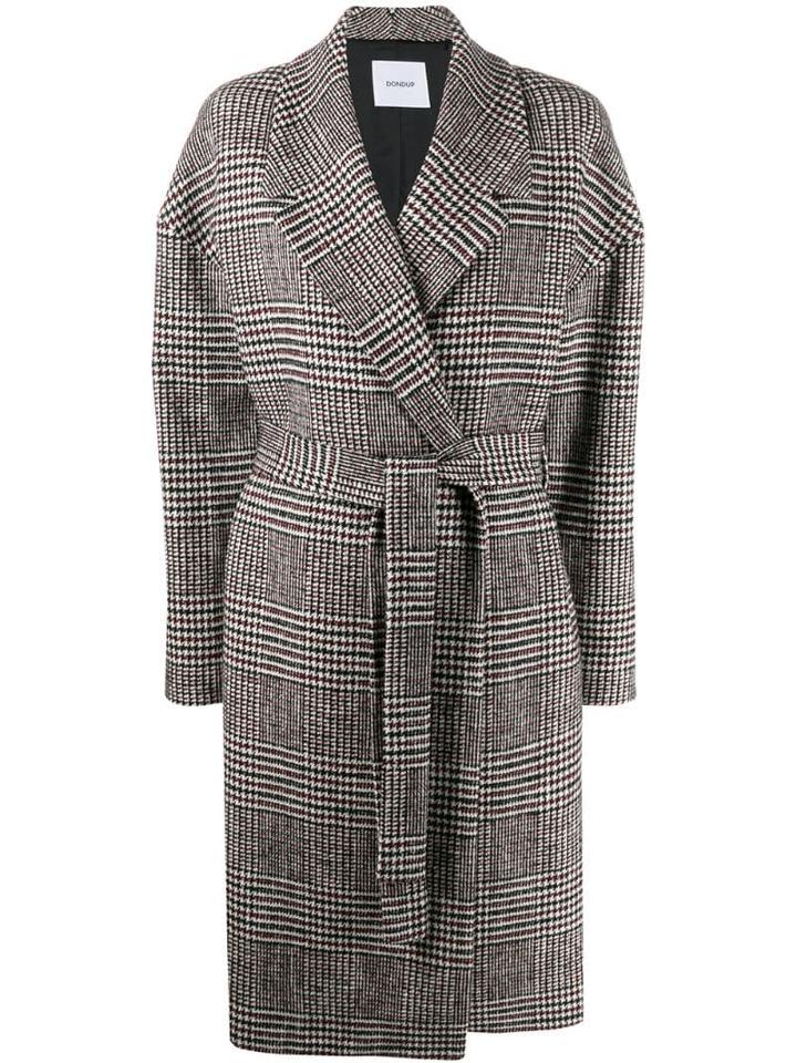 Dondup Houndstooth Print Coat - Black