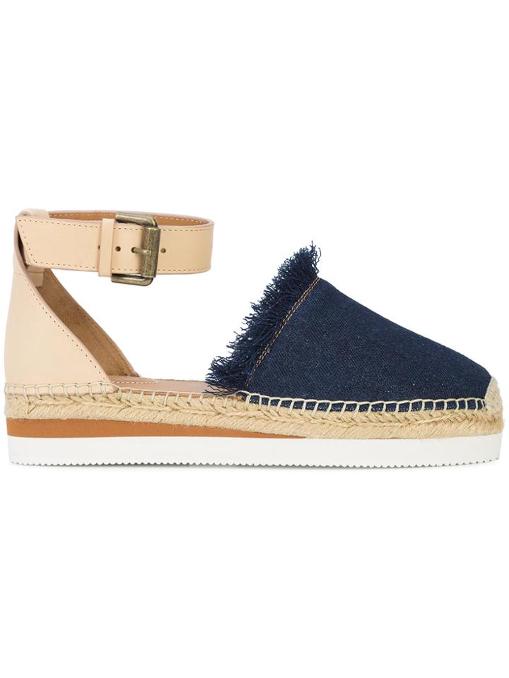 See By Chloé Frayed Denim Espadrilles - Blue