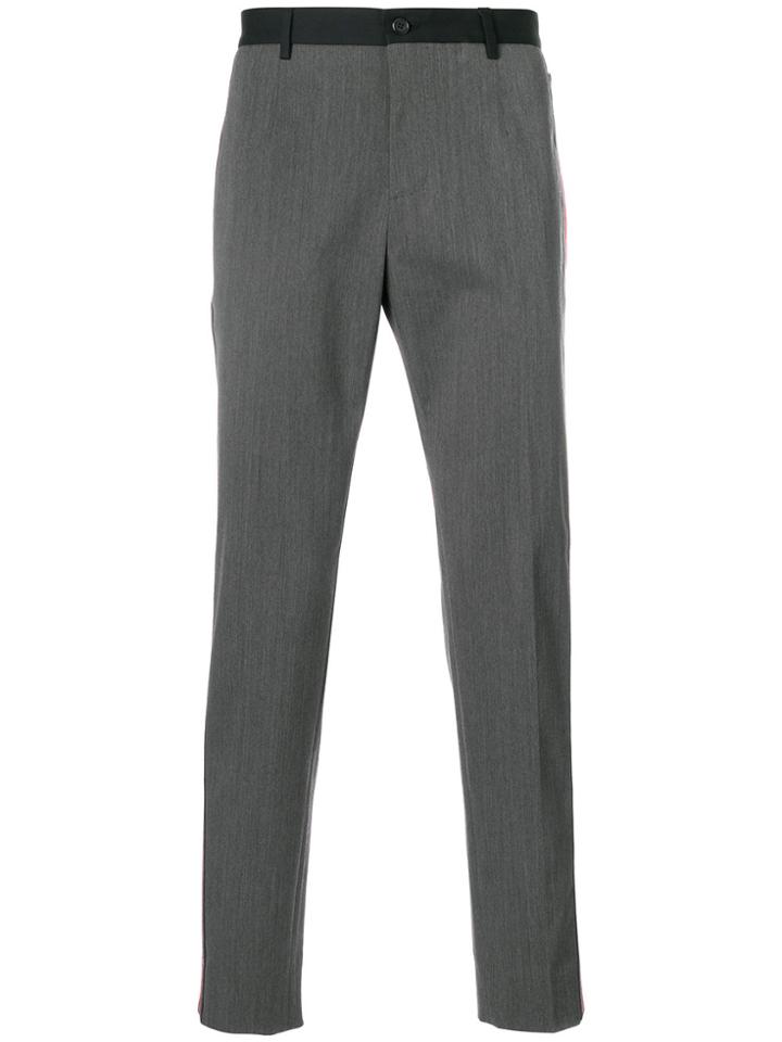Dolce & Gabbana Grosgrain Trimmed Gabardine Trousers - Grey