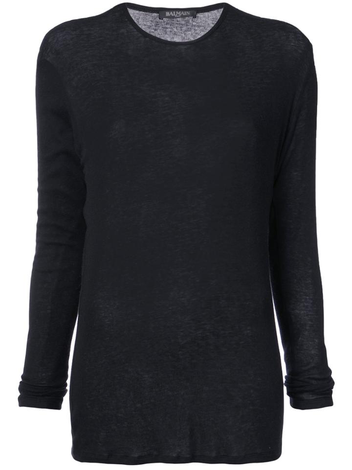 Balmain Fitted Longsleeved T-shirt - Black