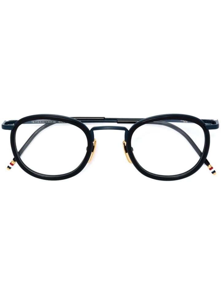 Thom Browne Round Framed Sunglasses, Men's, Blue, Acetate/metal (other)/18kt Gold