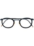 Thom Browne Round Framed Sunglasses, Men's, Blue, Acetate/metal (other)/18kt Gold