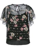 Red Valentino Sheer Floral Blouse - Black