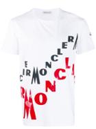 Moncler Diagonal Logo Printed T-shirt - White