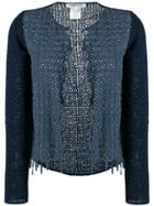 Lamberto Losani Woven Suede Cardigan - Blue