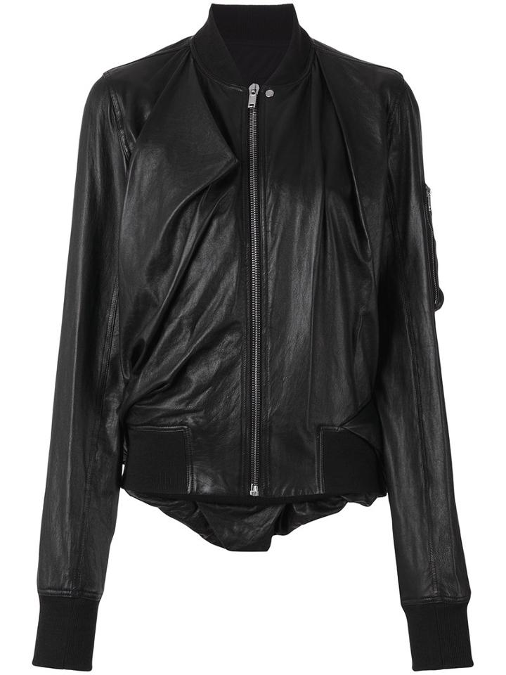 Rick Owens Swoop Bomber Jacket, Women's, Size: 42, Black, Cotton/lamb Skin/cupro/virgin Wool