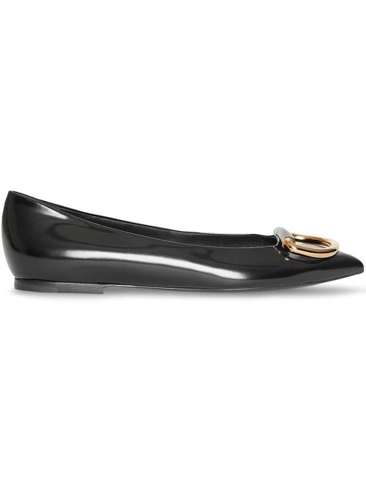 Burberry The Leather D-ring Flat - Black