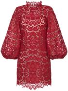 Ginger & Smart Floral Lace Balloon Sleeve Dress - Red