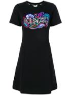 Kenzo Embroidered Sweatshirt Dress - Black