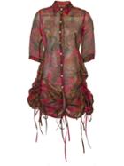 Jean Paul Gaultier Vintage Gathered Detailed Shirt Dress, Women's, Size: 40, Pink/purple