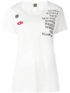 Mr & Mrs Italy Embellished Print Patch T-shirt, Women's, Size: 40, White, Cotton