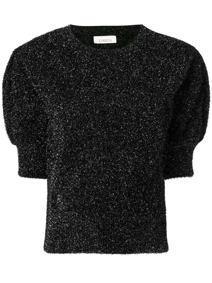 Laneus Glitter Short-sleeved Sweater - Black