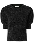 Laneus Glitter Short-sleeved Sweater - Black