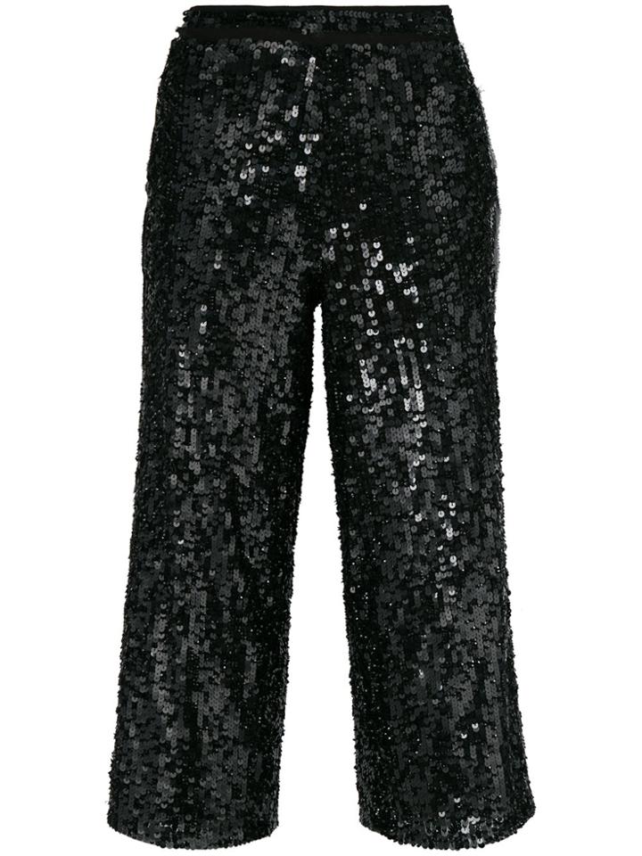 Twin-set Sequinned Cropped Trousers - Black