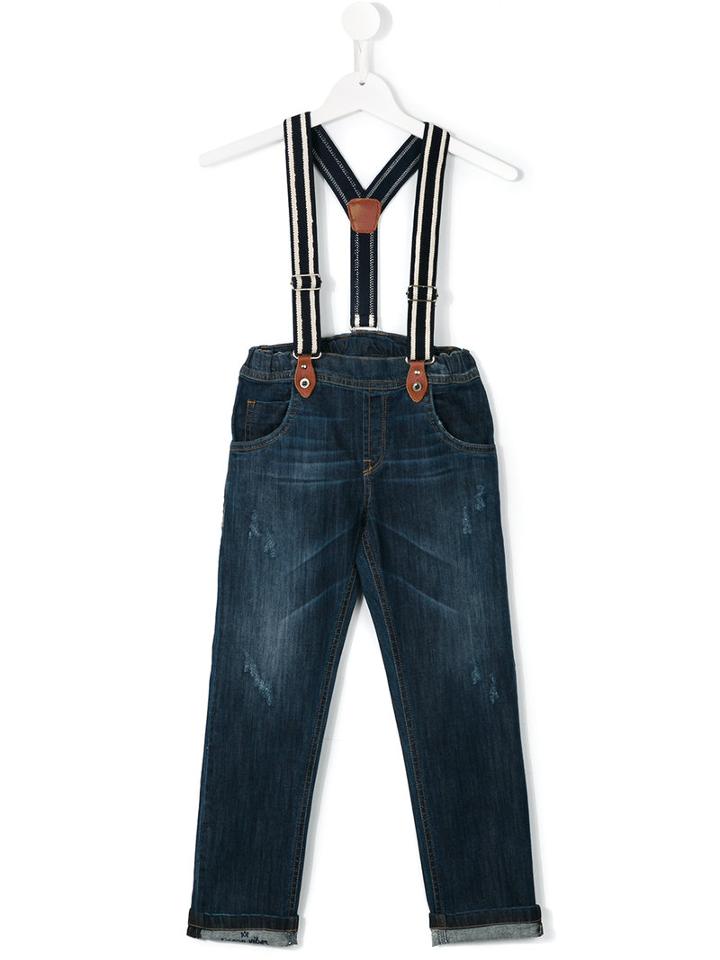 Lapin House - Striped Brace Jeans - Kids - Cotton/spandex/elastane - 2 Yrs, Blue