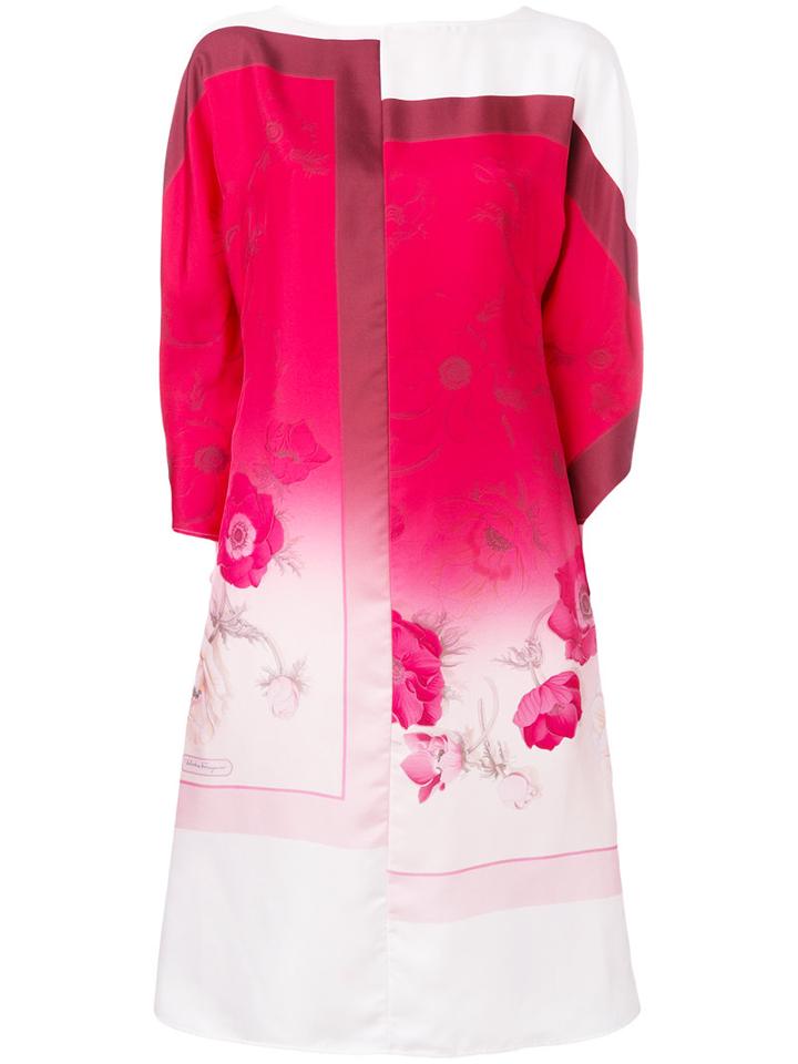 Salvatore Ferragamo Floral Gradient Dress, Women's, Size: Small, Pink/purple, Silk