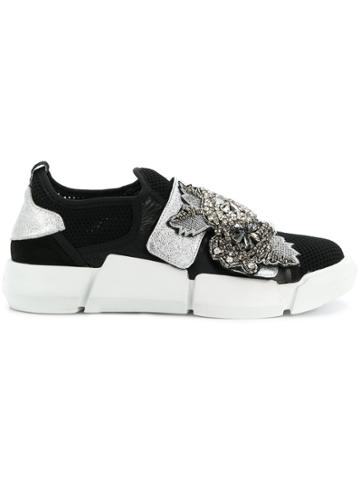 Elena Iachi Embellished Contrast Sneakers - Black