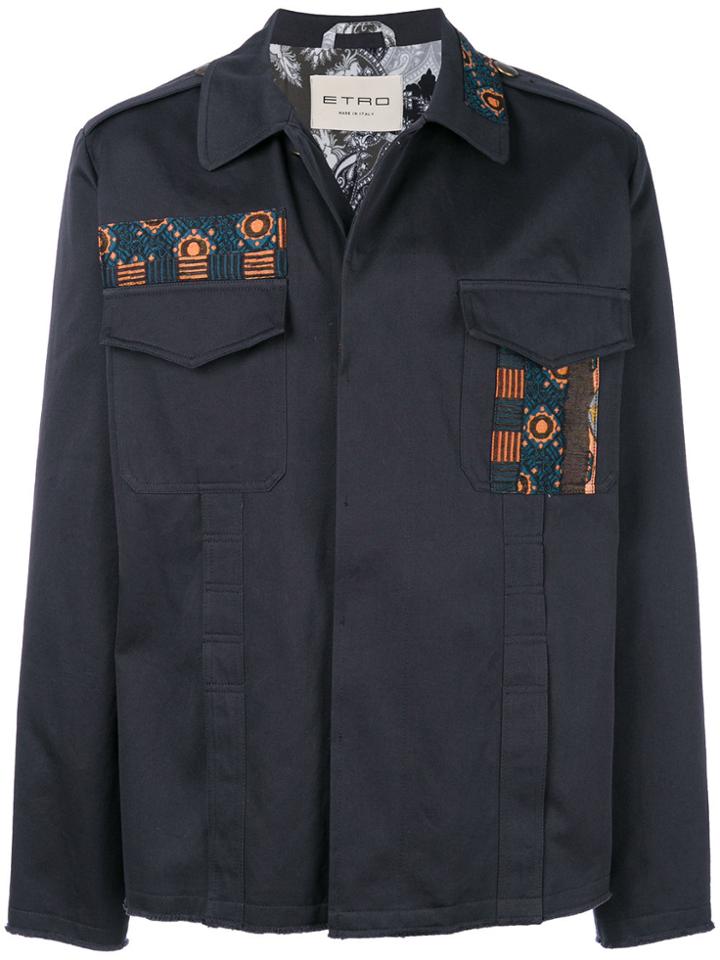 Etro Jacquard Patch Jacket - Blue