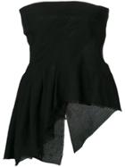 Isabel Benenato Raw Hem Bustier Top - Black