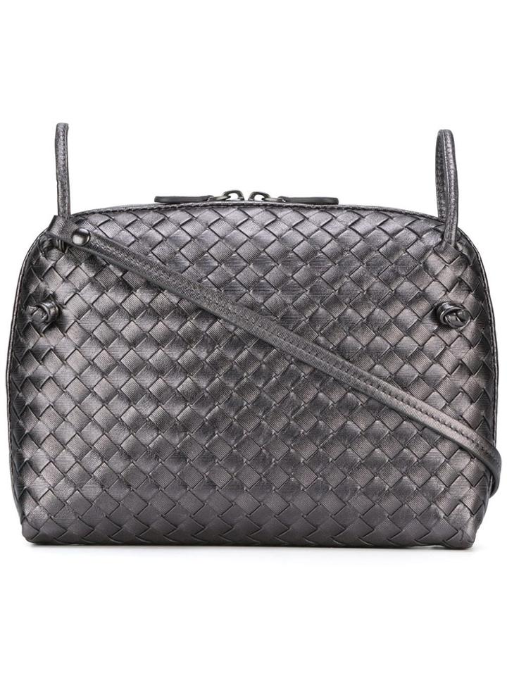 Bottega Veneta Interlaced Leather Crossbody Bag - Grey