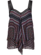 Derek Lam 10 Crosby Scarf Print Two Tier Cami, Women's, Size: 8, Black, Silk