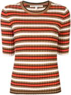 Veronica Beard Striped Ribbed Top - Multicolour