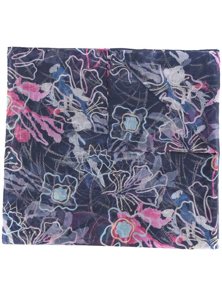 Giorgio Armani Floral Print Scarf - Blue