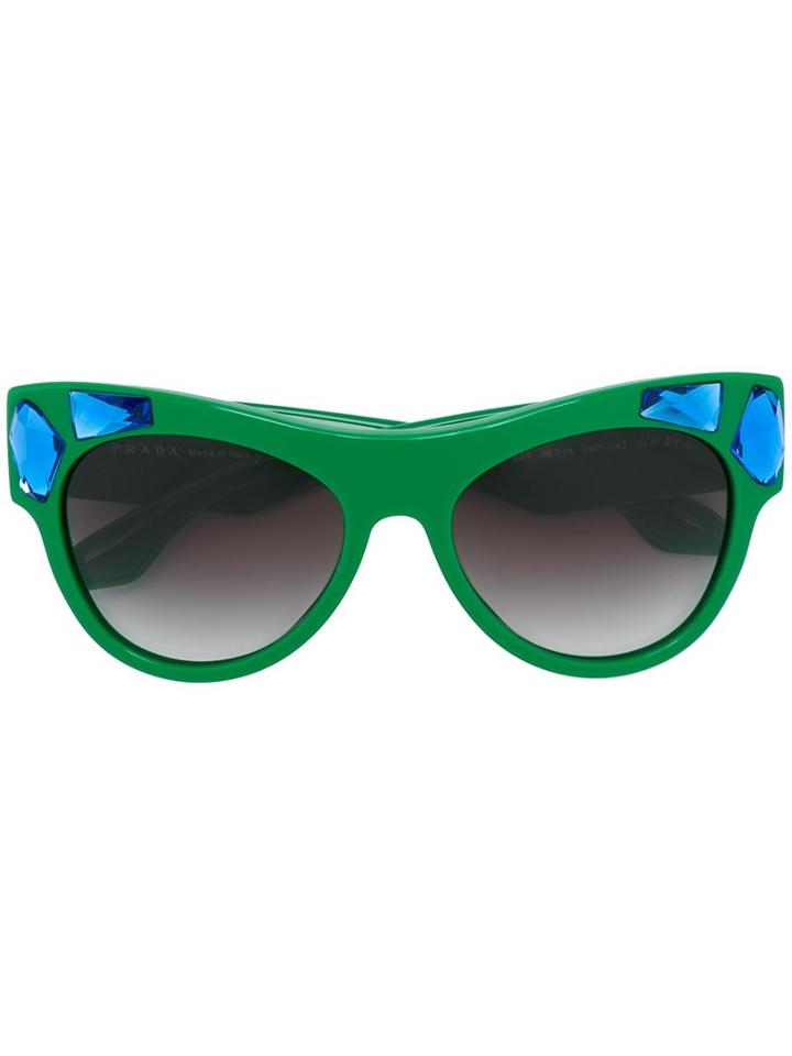 Prada Eyewear 'cinema The Voice' Sunglasses, Women's, Green, Acetate