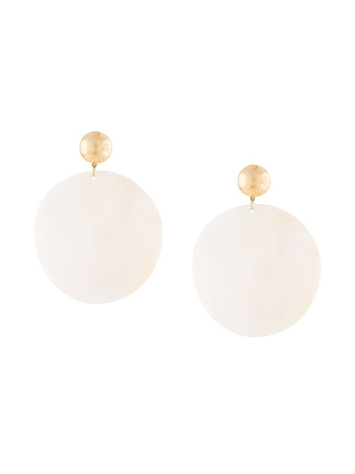 Kenneth Jay Lane Round Shell Disk Earrings - White
