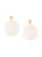 Kenneth Jay Lane Round Shell Disk Earrings - White