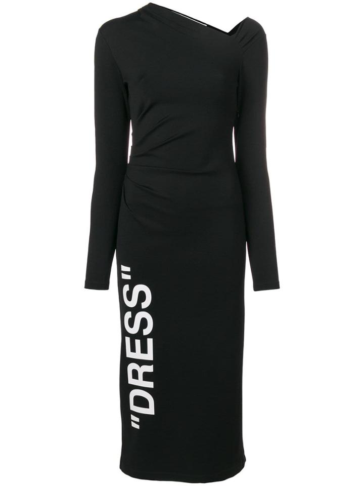 Off-white Asymmetric Shoulder Dress - Black