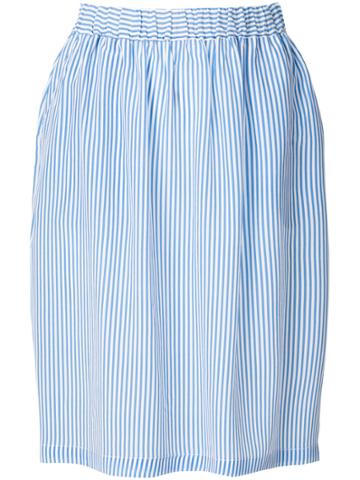 Aybi Stripe Print High Waist Skirt - White