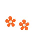Louis Feraud Vintage Curly Shape Clip-on Earrings - Yellow & Orange