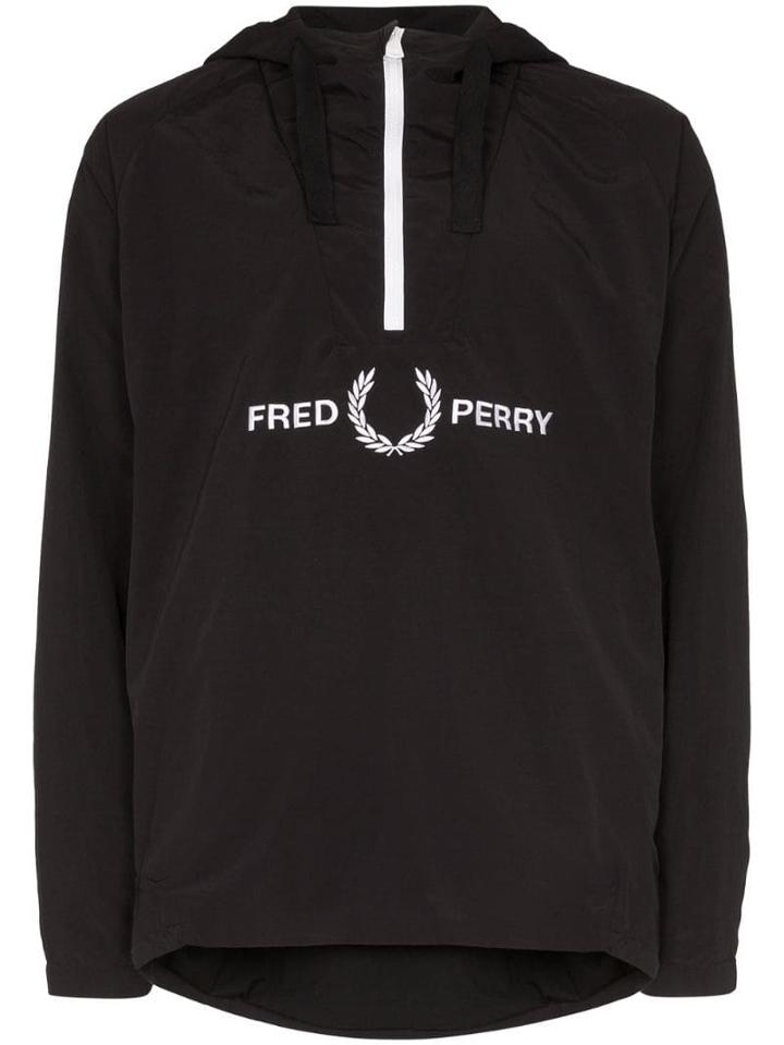 Fred Perry Embroidered-logo Hooded Jacket - Black