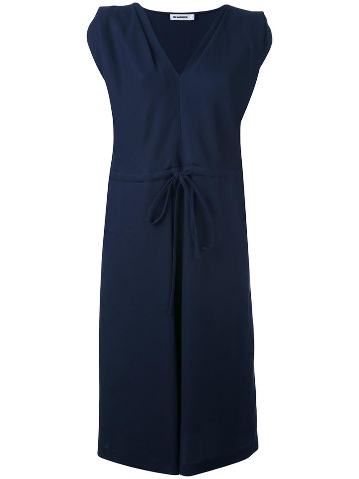 Sleeveless Drawstring Dress - Women - Cotton - 34, Blue, Cotton, Jil Sander