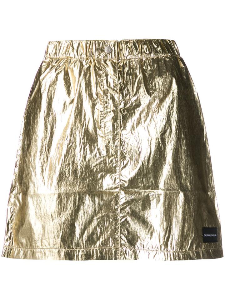 Calvin Klein Jeans Ruched Wasit Skirt - Gold