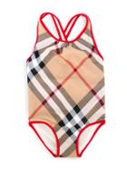 Burberry Kids House Check Swimsuit, Girl's, Size: 6 Yrs, Red