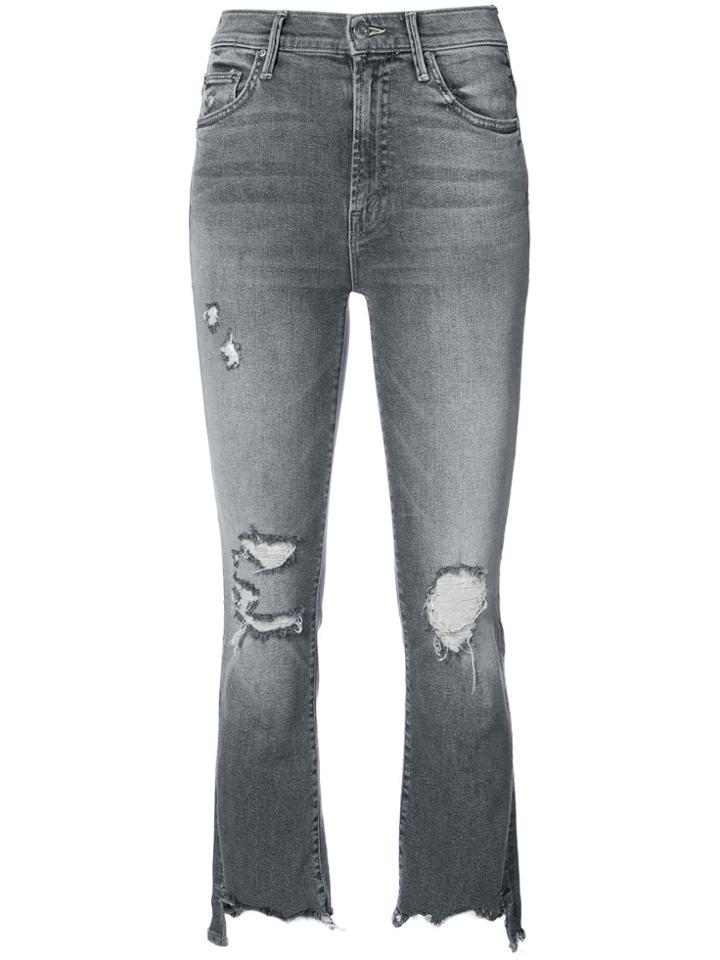 Mother Distressed Cropped Jeans - Grey