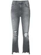 Mother Distressed Cropped Jeans - Grey