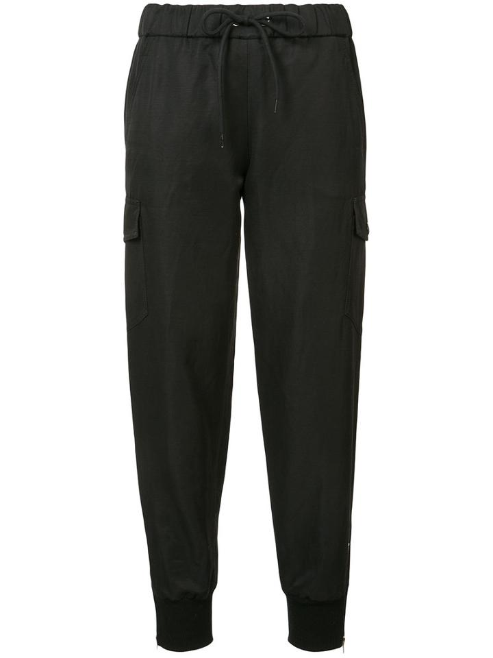 Jeremy Scott - Drawstring Track Pants - Women - Cotton/linen/flax/rayon - 40, Black, Cotton/linen/flax/rayon