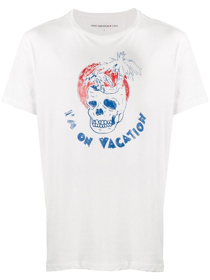 John Varvatos Star Usa 'i'm On Vacation' Printed T-shirt - White