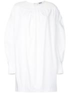 Msgm - Longsleeved Shift Dress - Women - Cotton - 44, White, Cotton